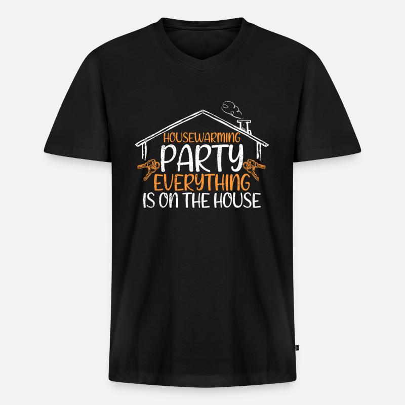 Hauseinweihung Hausbesitzer Einweihungsparty - Männer Premium Bio T-Shirt mit V-Ausschnitt - Schwarz
