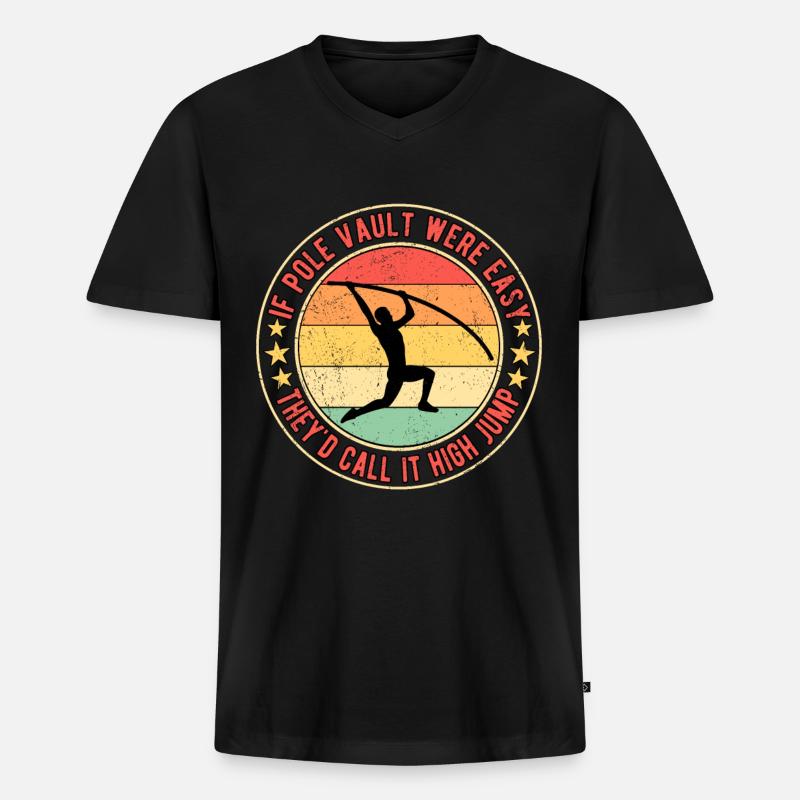 Stabspringer Stabhochspringer - Männer Premium Bio T-Shirt mit V-Ausschnitt - Schwarz