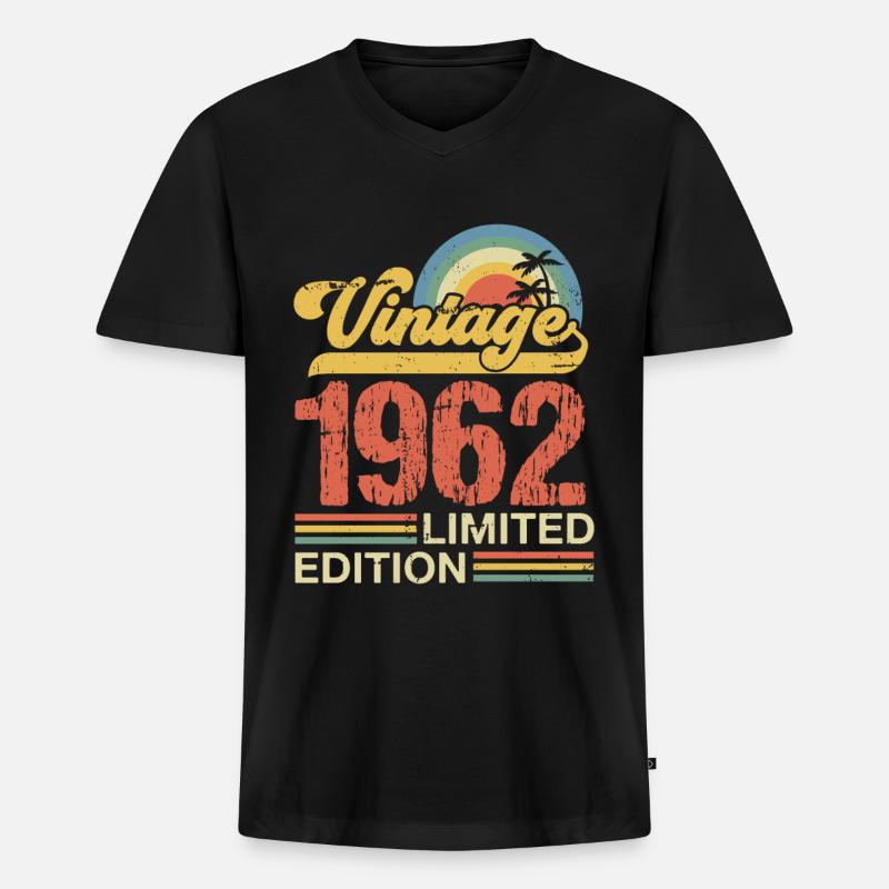 1962 - Männer Premium Bio T-Shirt mit V-Ausschnitt - Schwarz