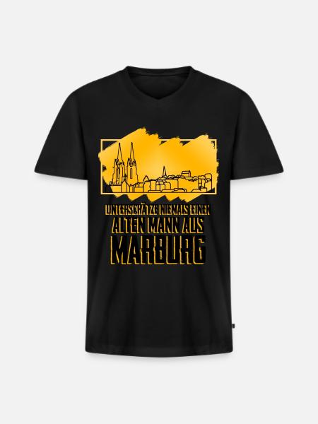 Marburg Marburger - Männer Premium Bio T-Shirt mit V-Ausschnitt - Schwarz