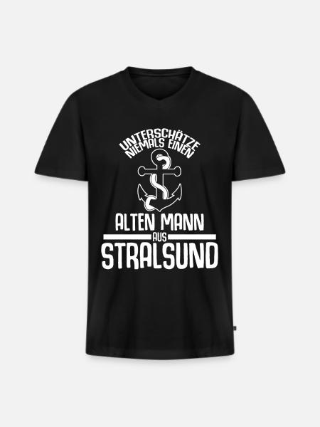 Stralsund Stralsunder - Männer Premium Bio T-Shirt mit V-Ausschnitt - Schwarz