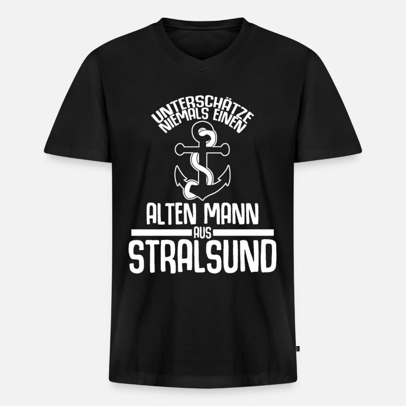 Stralsund Stralsunder - Männer Premium Bio T-Shirt mit V-Ausschnitt - Schwarz