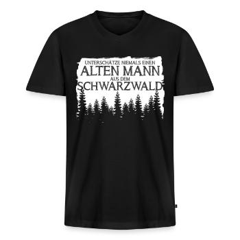Schwarzwald Berg Wandern Schwarzwälder - Männer Premium Bio T-Shirt mit V-Ausschnitt - Schwarz - Vorne - Nico (187cm)