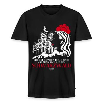 Schwarzwald Bollenhut Witz Schwarzwälder - Männer Premium Bio T-Shirt mit V-Ausschnitt - Schwarz - Vorne - Nico (187cm)
