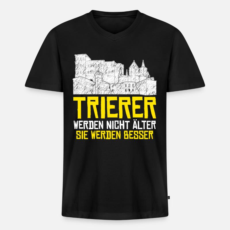 Trier Trierer - Männer Premium Bio T-Shirt mit V-Ausschnitt - Schwarz