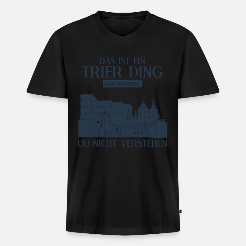 Trier Witz Trierer - Männer Premium Bio T-Shirt mit V-Ausschnitt - Schwarz