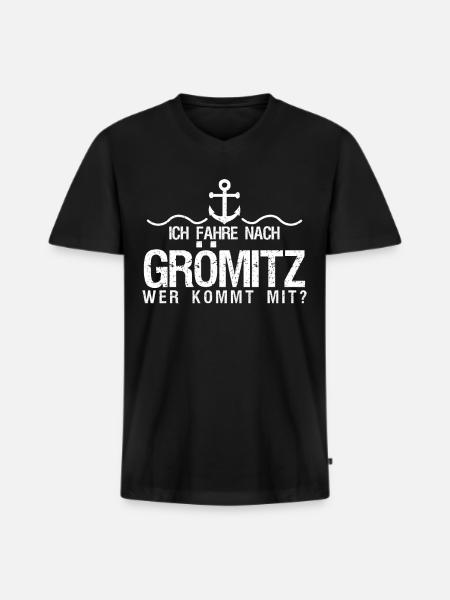 Grömitz Spruch - Männer Premium Bio T-Shirt mit V-Ausschnitt - Schwarz