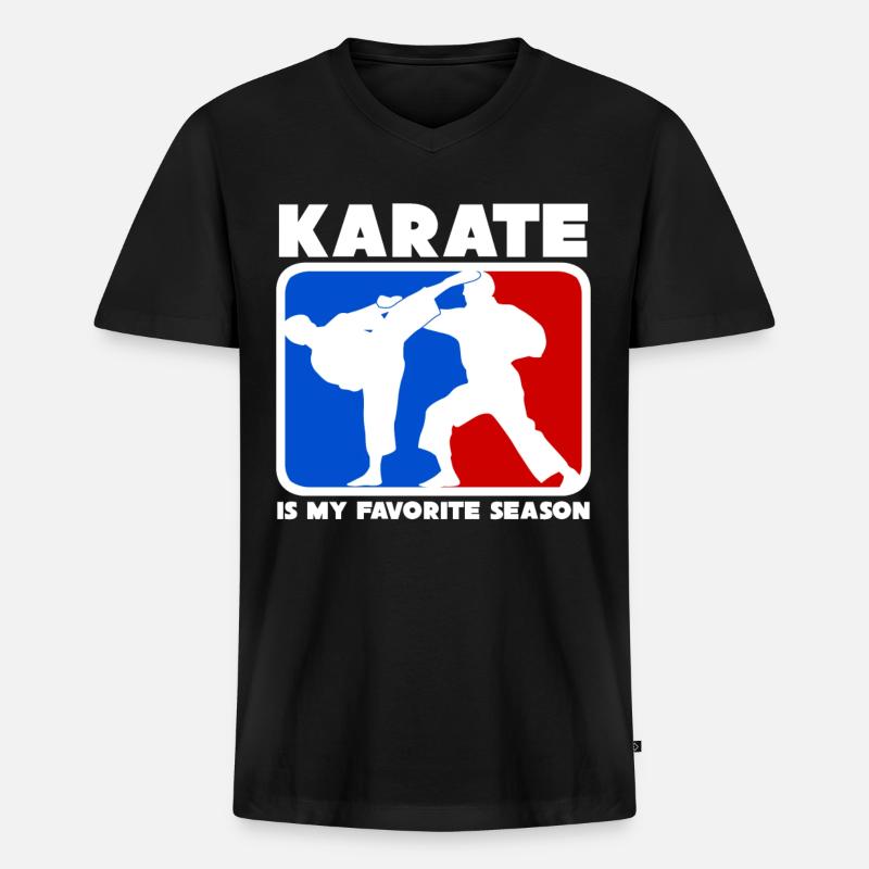 Karate - Männer Premium Bio T-Shirt mit V-Ausschnitt - Schwarz