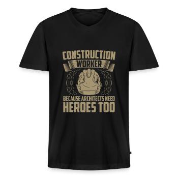 Couvreur - T-shirt encolure en V Premium bio Homme - noir - Devant - Nico (187cm)