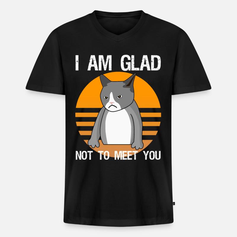 Sarkasmus gemeine Katze Spruch Ironie - Männer Premium Bio T-Shirt mit V-Ausschnitt - Schwarz