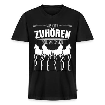 Reiten Reiter Pferde Pferd - Männer Premium Bio T-Shirt mit V-Ausschnitt - Schwarz - Vorne - Nico (187cm)