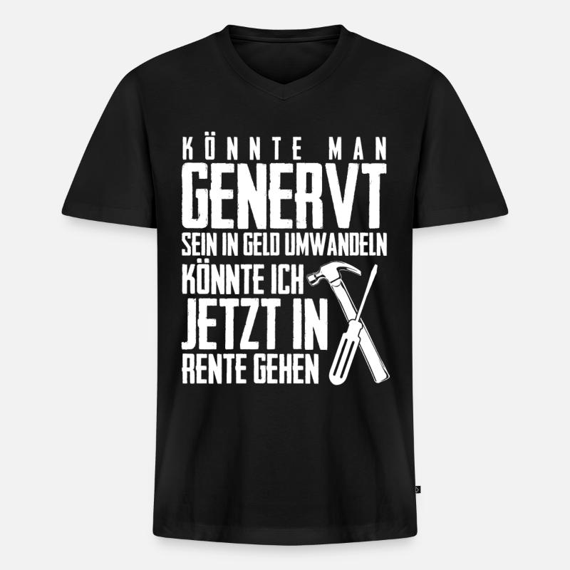 Genervter Handwerker Handwerk - Männer Premium Bio T-Shirt mit V-Ausschnitt - Schwarz