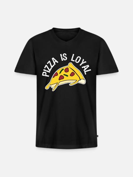 Pizza Essen Pizzabäcker Pizzaria - Männer Premium Bio T-Shirt mit V-Ausschnitt - Schwarz