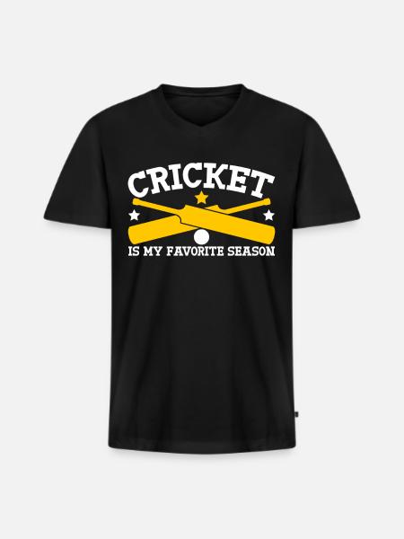 Cricket Season Cricket Bat - Men's Premium Organic T-shirt with V-neck - black