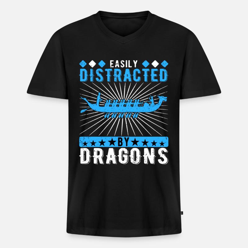 Drachenbootrennen Drachenboot Easily Distracted - Männer Premium Bio T-Shirt mit V-Ausschnitt - Schwarz