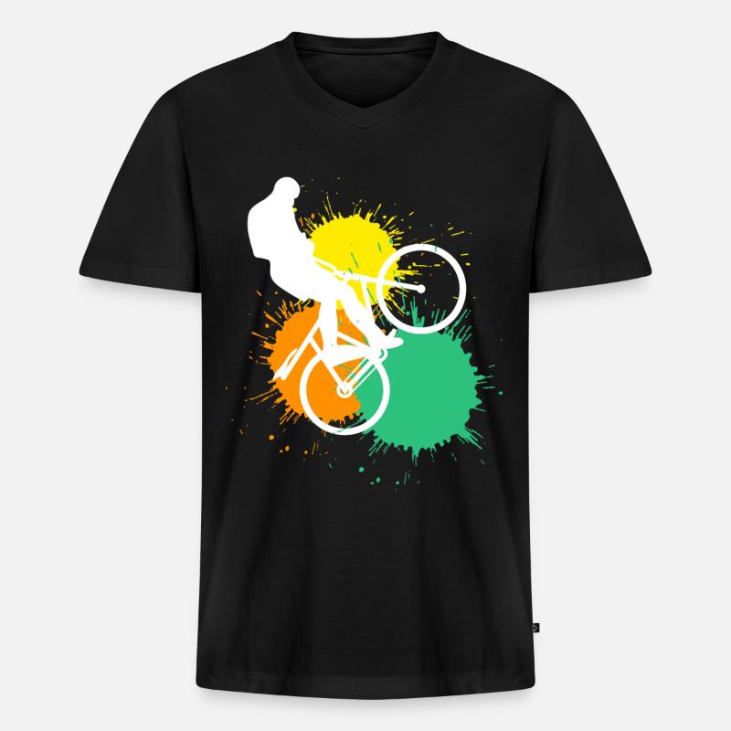 Radball - Männer Premium Bio T-Shirt mit V-Ausschnitt - Schwarz