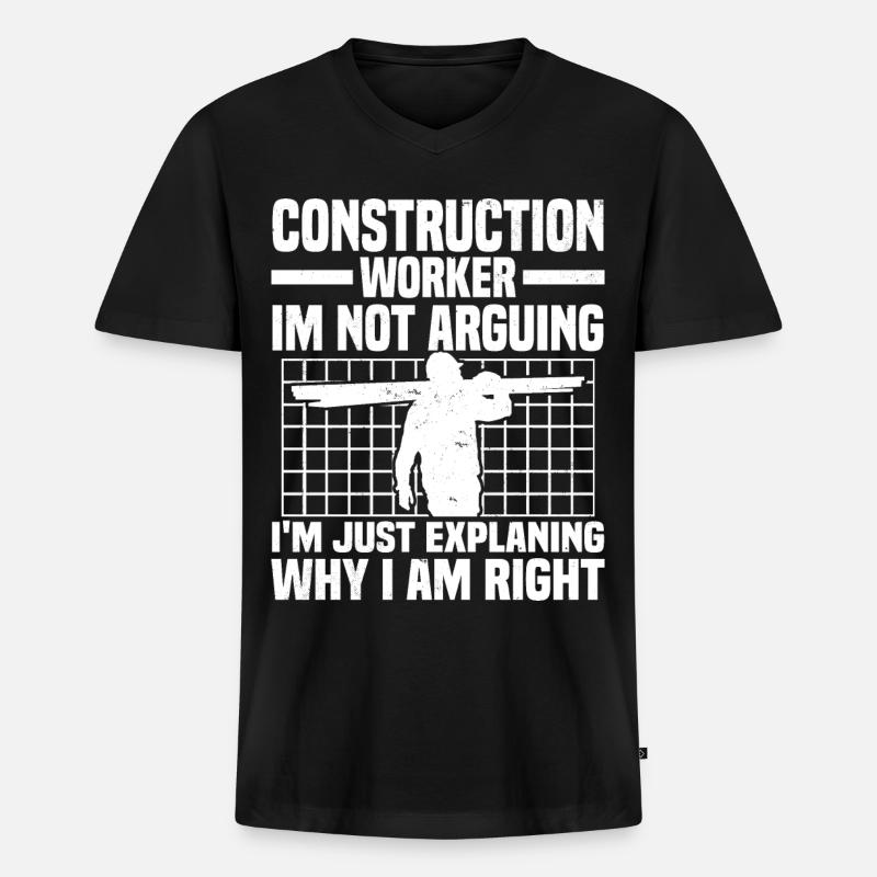 Bauarbeiter - Männer Premium Bio T-Shirt mit V-Ausschnitt - Schwarz