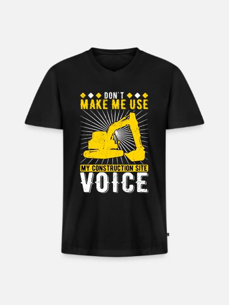Baggerfahrer Construction Site Voice - Männer Premium Bio T-Shirt mit V-Ausschnitt - Schwarz
