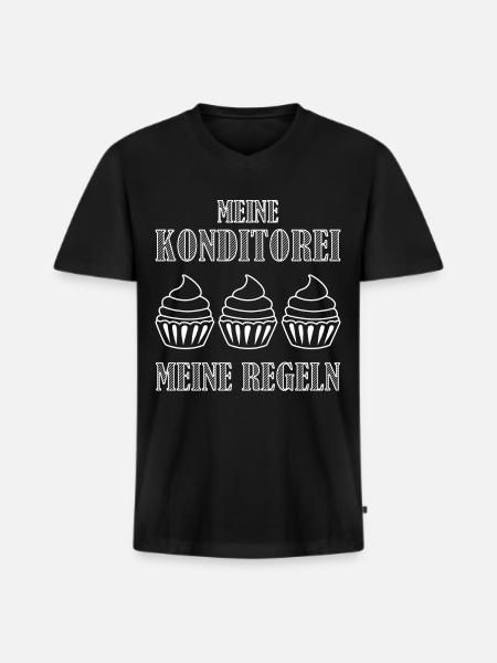 Konditor Cupcakes Bäcker - Männer Premium Bio T-Shirt mit V-Ausschnitt - Schwarz