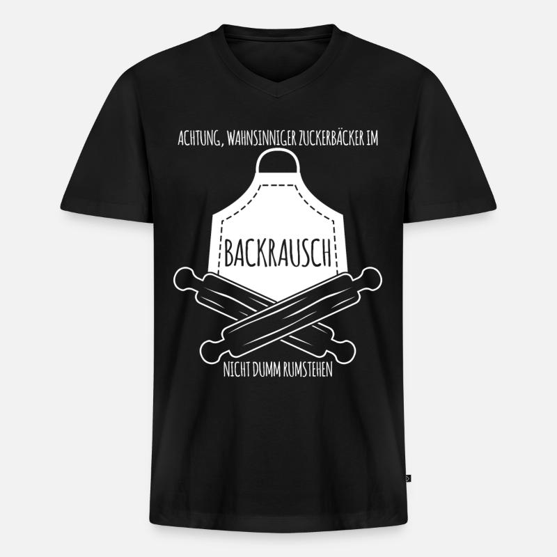 Konditor Cupcakes Bäcker Bäckerei - Männer Premium Bio T-Shirt mit V-Ausschnitt - Schwarz