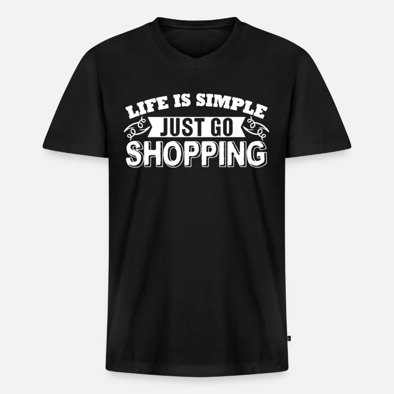 Go Shopping - Männer Premium Bio T-Shirt mit V-Ausschnitt - Schwarz