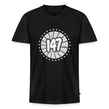 Snooker Player Break 147 Maximum - Männer Premium Bio T-Shirt mit V-Ausschnitt - Schwarz - Vorne - Nico (187cm)