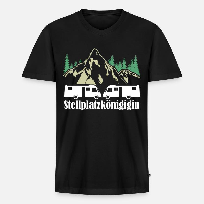 Wohnmobil Camping Camper Wohnmobile - Männer Premium Bio T-Shirt mit V-Ausschnitt - Schwarz