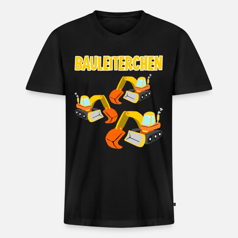 Bagger Baustelle Baggerfahrer - Männer Premium Bio T-Shirt mit V-Ausschnitt - Schwarz