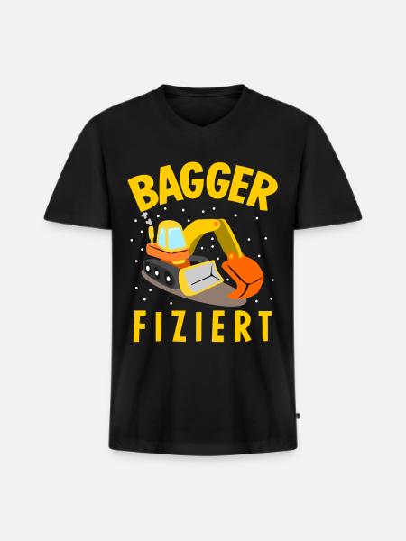 Baggerfahrer Baustelle Bagger - Männer Premium Bio T-Shirt mit V-Ausschnitt - Schwarz