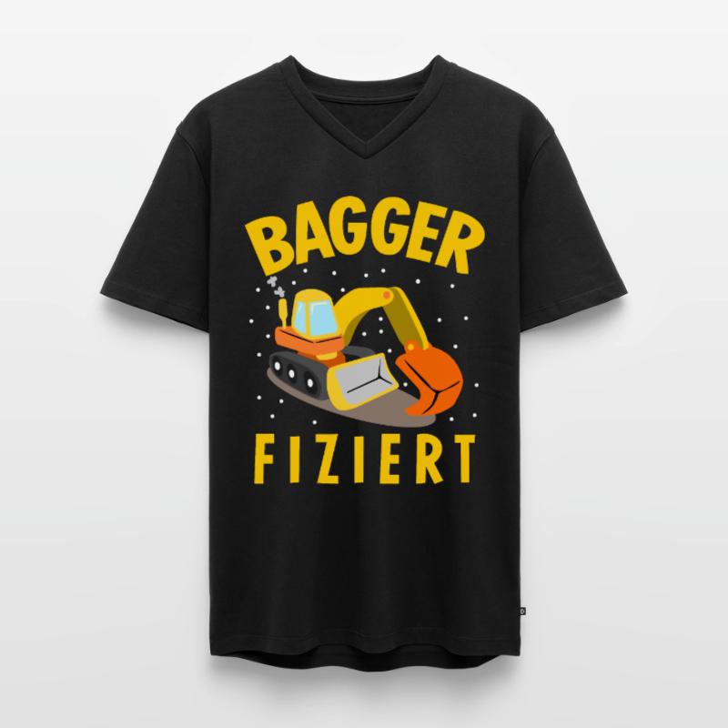 Baggerfahrer Baustelle Bagger Männer Premium Bio T-Shirt mit V-Ausschnitt