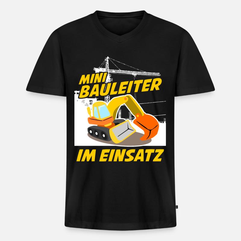 Bagger Bauleiter Baustelle Baggerfahrer - Männer Premium Bio T-Shirt mit V-Ausschnitt - Schwarz