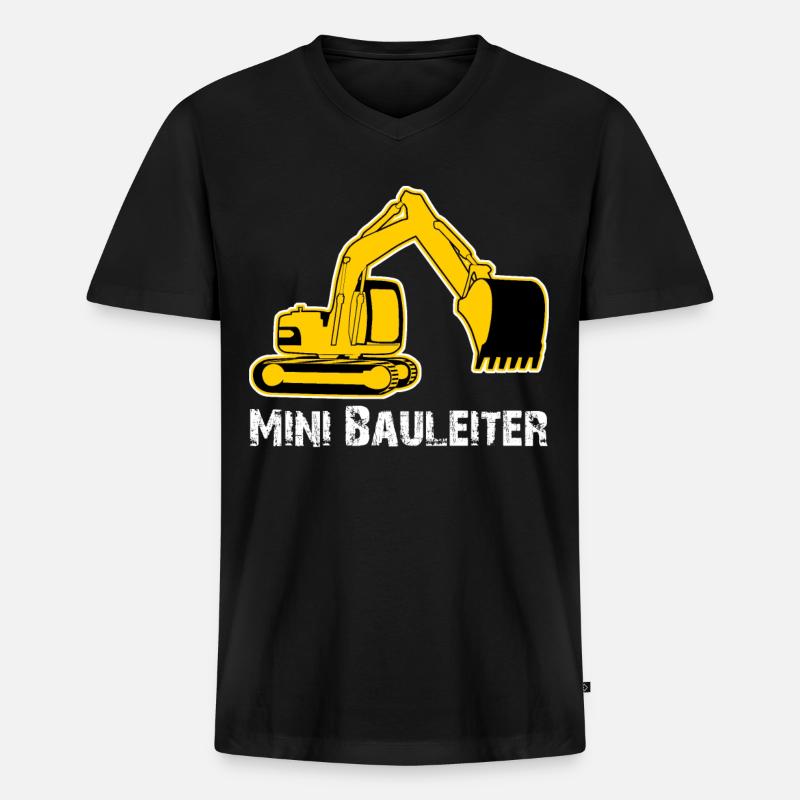 Bagger Bauleiter Baggerfahrer Baustelle - Männer Premium Bio T-Shirt mit V-Ausschnitt - Schwarz