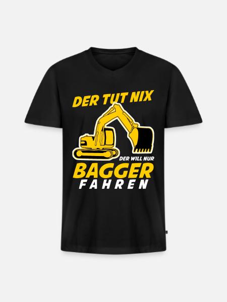Bagger Witz Baustelle Baggerfahrer - Männer Premium Bio T-Shirt mit V-Ausschnitt - Schwarz