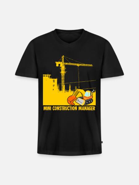 Bagger Baustelle Bauleiter Baggerfahrer - Männer Premium Bio T-Shirt mit V-Ausschnitt - Schwarz