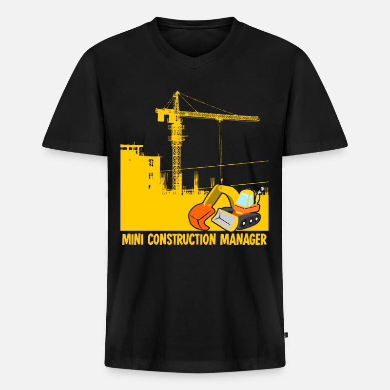 Bagger Baustelle Bauleiter Baggerfahrer - Männer Premium Bio T-Shirt mit V-Ausschnitt - Schwarz