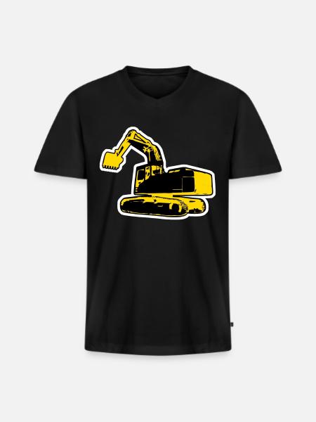 Baggerfahrer Bagger Baustelle - Männer Premium Bio T-Shirt mit V-Ausschnitt - Schwarz