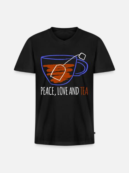 Tee Teetrinker Teebeutel Teetasse - Männer Premium Bio T-Shirt mit V-Ausschnitt - Schwarz