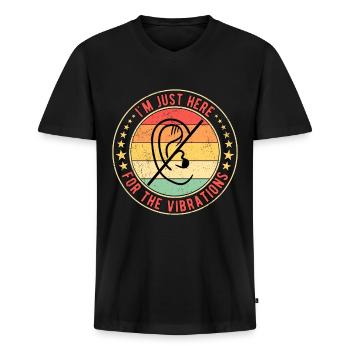 Gehörlos Gehörloser Gehörlose Hörsturz - Männer Premium Bio T-Shirt mit V-Ausschnitt - Schwarz - Vorne - Nico (187cm)