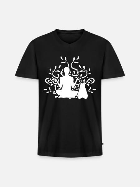 Yoga Meditation Cats Cat - Men's Premium Organic T-shirt with V-neck - black