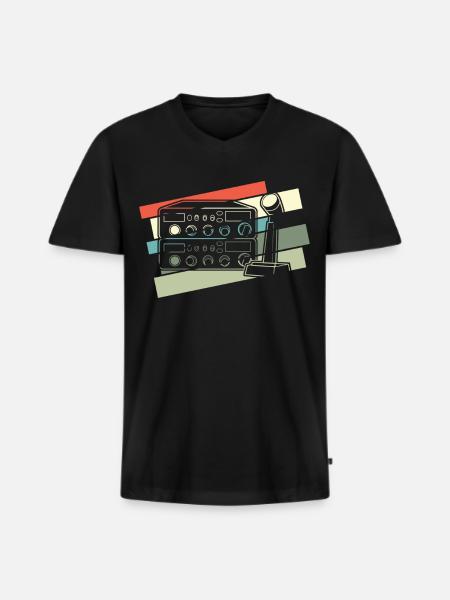 Amateurfunker Retro Funkgerät - Männer Premium Bio T-Shirt mit V-Ausschnitt - Schwarz