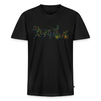 Kutsche Kutscher Pferde Pferdekutsche - Männer Premium Bio T-Shirt mit V-Ausschnitt - Schwarz - Vorne - Nico (187cm)