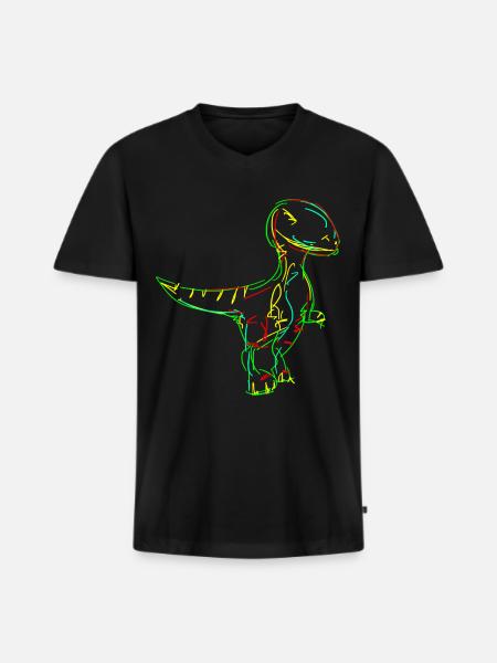 Dinos Velociraptor Dinosauro - Maglietta ecologica premium da uomo con scollo a V - nero