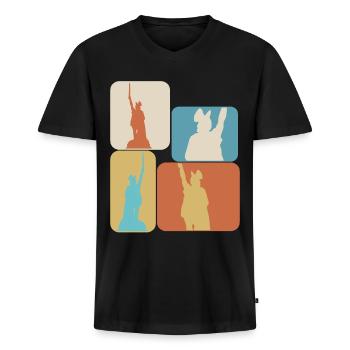 Hermannsdenkmal retro Detmold Lippe - Männer Premium Bio T-Shirt mit V-Ausschnitt - Schwarz - Vorne - Nico (187cm)