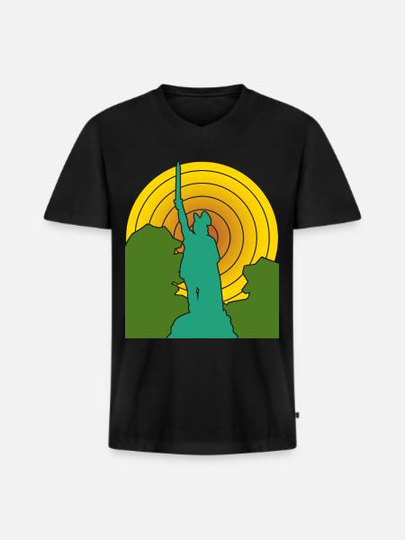 Hermannsdenkmal retro Detmold - Men's Premium Organic T-shirt with V-neck - black