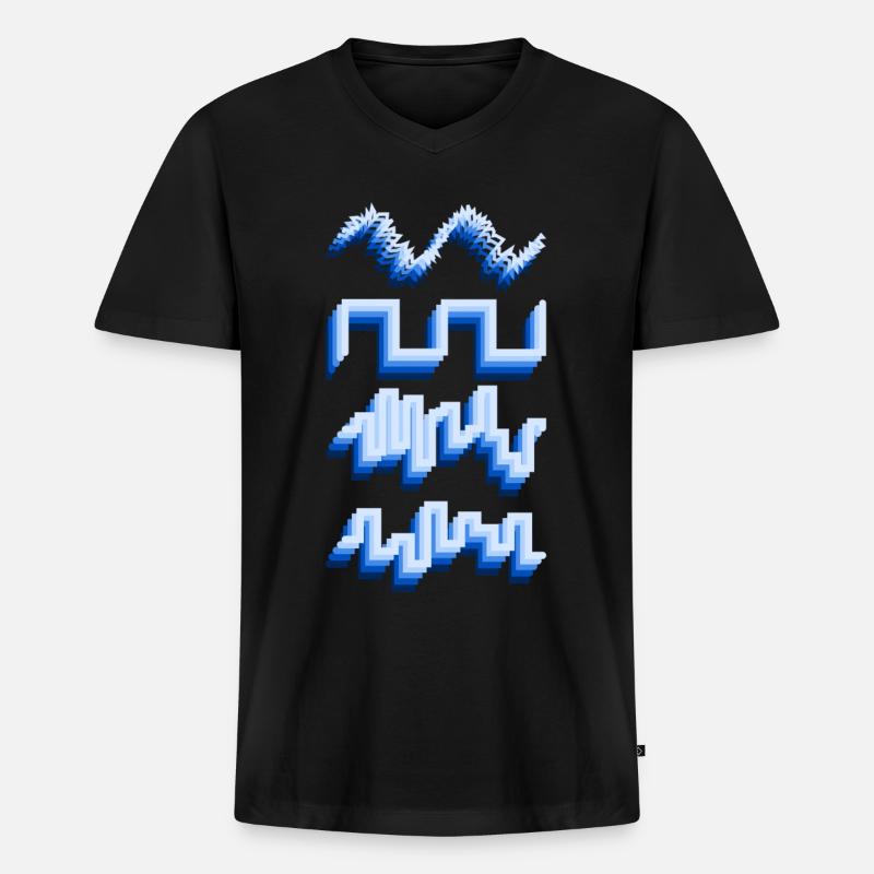 Synthesizer Synth Wavefroms - Männer Premium Bio T-Shirt mit V-Ausschnitt - Schwarz