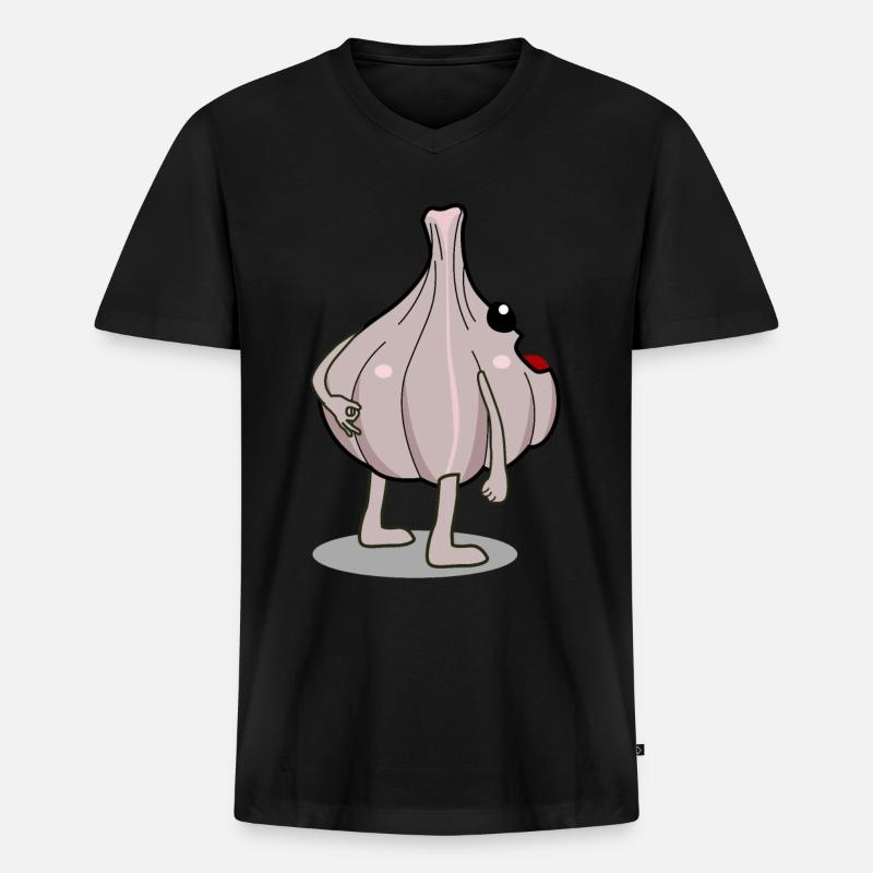 Knoblauch Reingeschaut Knoblauchzehen - Männer Premium Bio T-Shirt mit V-Ausschnitt - Schwarz