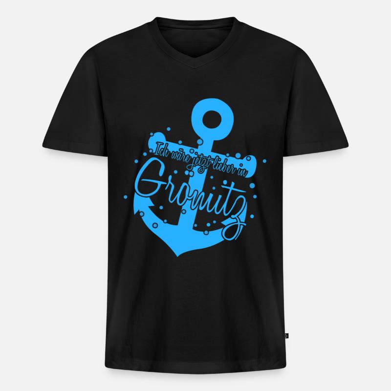 Grömitz Anker Ostsee - Männer Premium Bio T-Shirt mit V-Ausschnitt - Schwarz