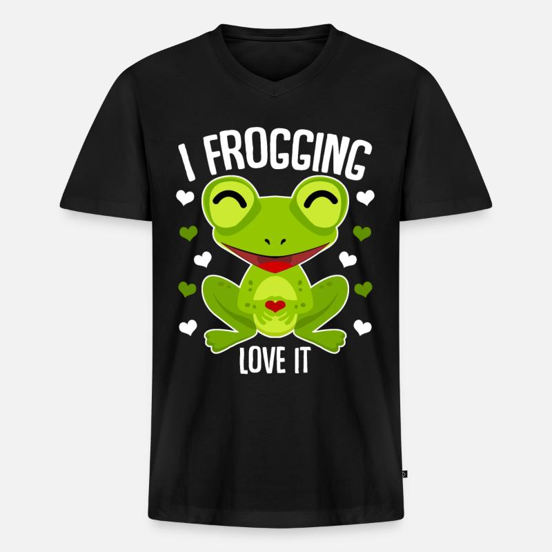 Frösche niedlicher Frosch - Männer Premium Bio T-Shirt mit V-Ausschnitt - Schwarz