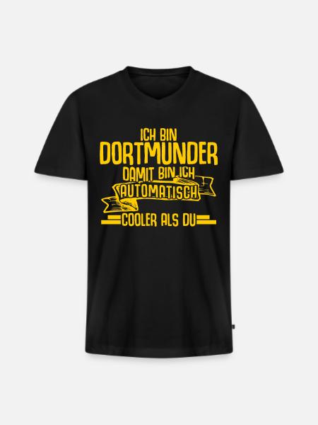Dortmund Witz Dortmunder - Männer Premium Bio T-Shirt mit V-Ausschnitt - Schwarz