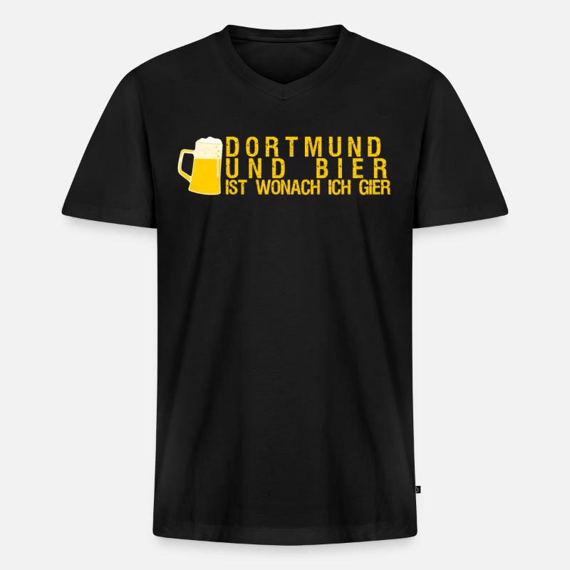Dortmund Bier Dortmunder - Männer Premium Bio T-Shirt mit V-Ausschnitt - Schwarz